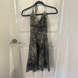 Express size two black and tan animal print cocktail dress
